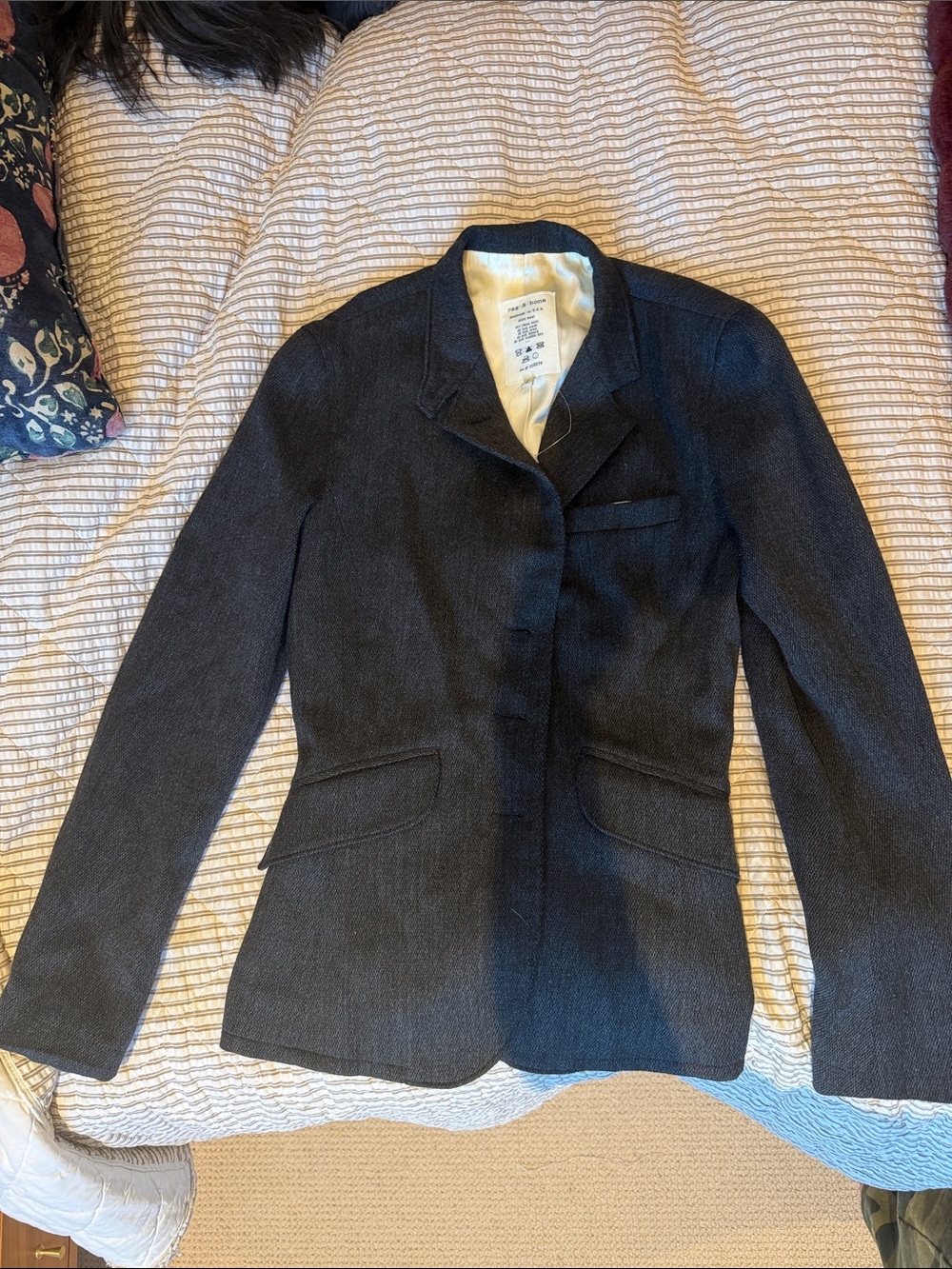 rag & bone Black Tailored Wool-Blend Blazer